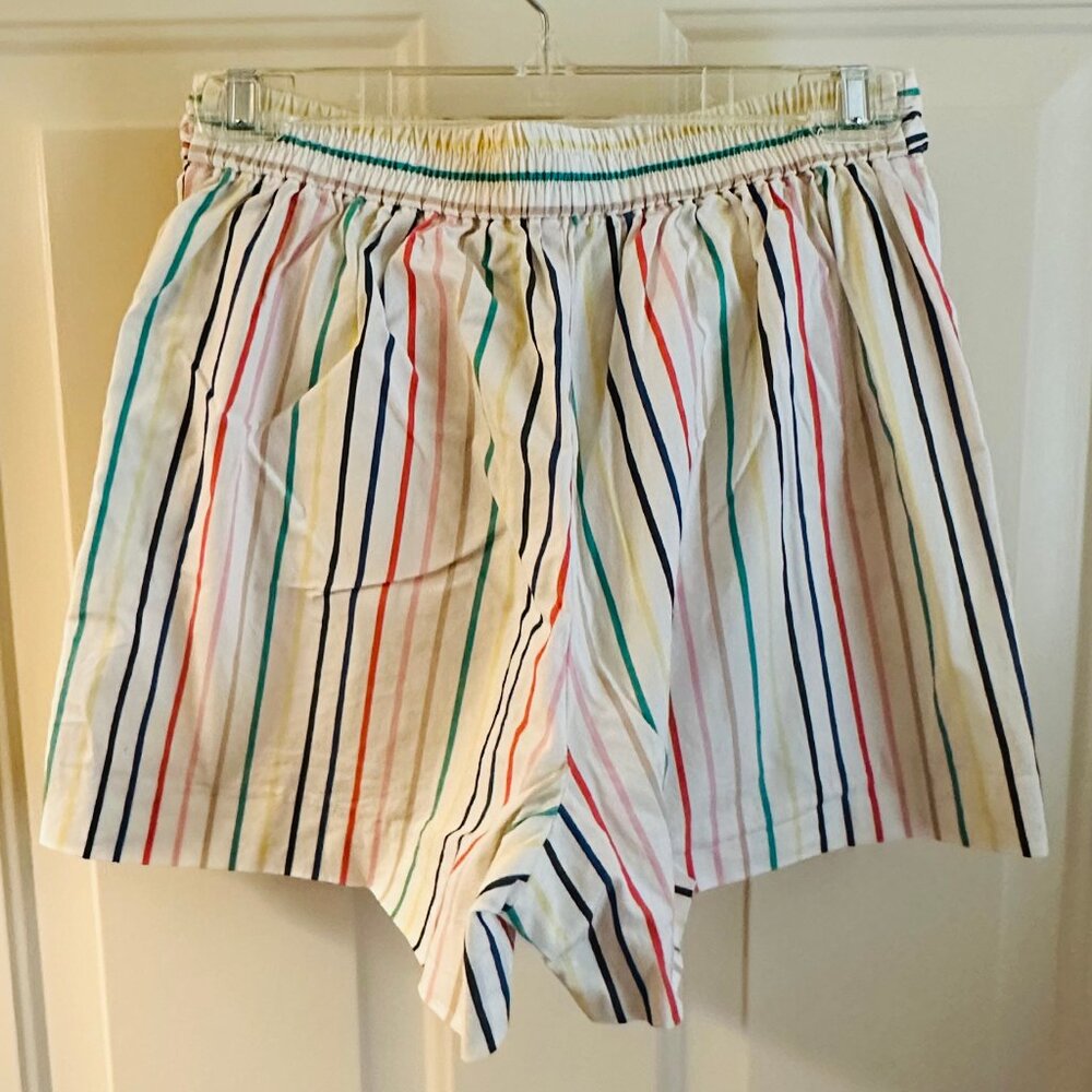 J. Crew Factory Rainbow Striped Bow Tie-waist Short Stretch Cotton Poplin Size 0 - Picture 4 of 4
